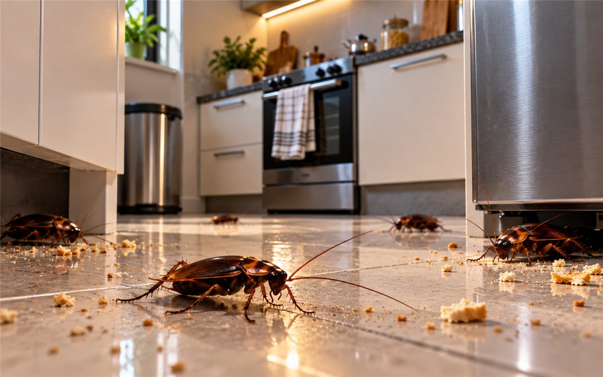 Cocina con cucarachas