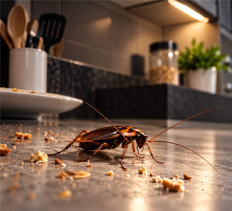 Cucarachas cerca de los alimentos